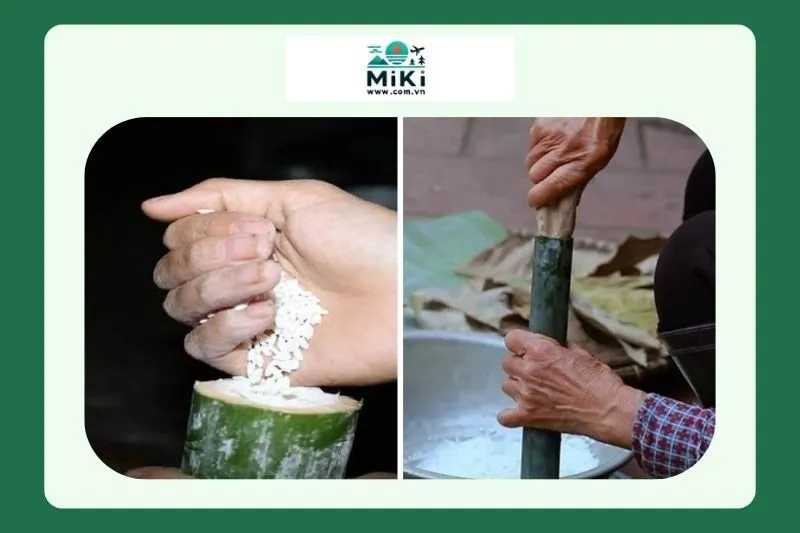 Nguyên liệu chế biến cơm nếp ống Lam Quảng Trị